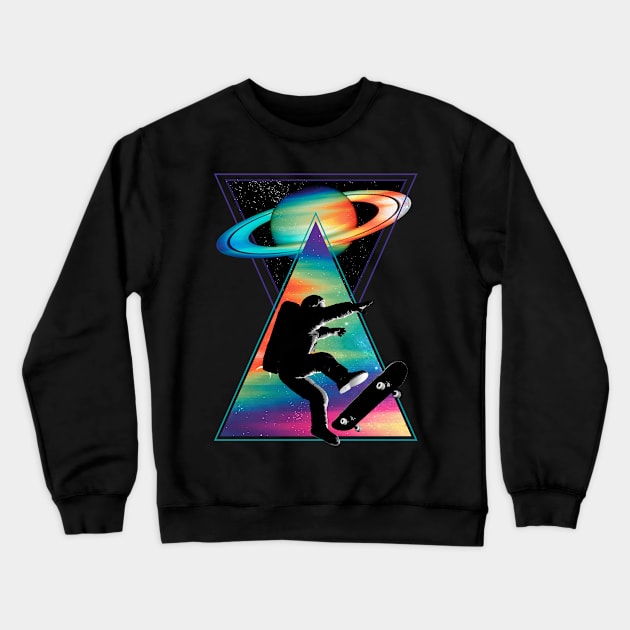 Space Skater Crewneck Sweatshirt by clingcling